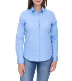 Poloshirts & Blusen*Elevate Hamell Langarm-Hemd schlichtes Damen Blusen-Hemd Popelin Bluse Hellblau oder Schwarz