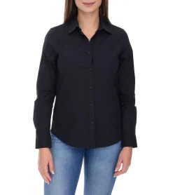 Poloshirts & Blusen*Elevate Hamell Langarm-Hemd schlichtes Damen Blusen-Hemd Popelin Bluse 3816999 Schwarz