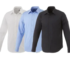 Hemden & Poloshirts*Elevate Hamell Langarm-Hemd schlichtes Herren Business-Hemd Popelin 118 g/m2 Schwarz, Hellblau oder Weiß