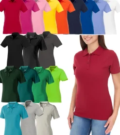 Poloshirts & Blusen*Elevate Helios Damen Polo-Shirt Baumwolle Polo-Hemd Pique-Strick 180 g/m² 38107 in Weiß, Rot, Blau, Gelb, Pink, Orange, Grün, Grau, Beige oder Schwarz