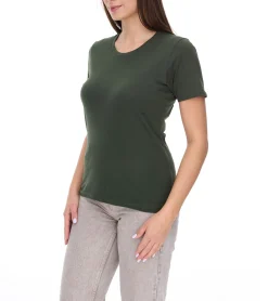 Tops & T-Shirts*Elevate Heros Damen T-Shirt schlichtes Baumwoll-Shirt 150 g/m2 Basic-Shirt Unterzieh-Shirt 3802970 Dunkelgrün