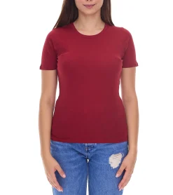 Tops & T-Shirts*Elevate Heros Damen T-Shirt schlichtes Baumwoll-Shirt 150 g/m2 Basic-Shirt Unterzieh-Shirt 3802924 Burgundy-Rot
