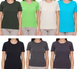 Tops & T-Shirts*Elevate Heros Damen T-Shirt schlichtes Baumwoll-Shirt 150 g/m2 Basic-Shirt Unterzieh-Shirt Dunkelgrün, Dunkelgrau, Dunkelgrau meliert, Schwarz, Beige, Apfelgrün oder Hellblau