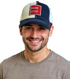 Caps & Mützen*Bio-Domes Headgear Eminem Unisex Trucker-Cap mit Logo-Stickerei stylische Baseball-Cap Fan-Artikel Navy/Weiß