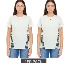 Tops & T-Shirts*adidas 2er Pack Damen nachhaltiges Sport-Shirt Rundhals-Shirt Fitness-Shirt Sport-Oberteil Kurzarm-Shirt Sparpack HK6976 Grün/Schwarz