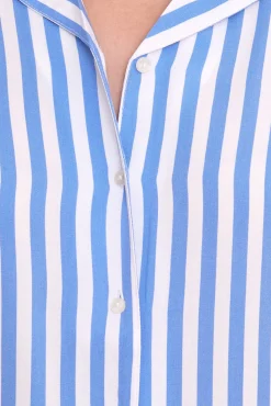 Poloshirts & Blusen*AjC 2er Pack Blusen luftige Damen Hemd-Blusen in zwei Farben mit Knopfleiste Blau/Weiß