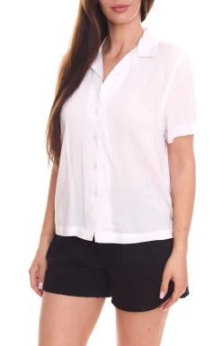 Poloshirts & Blusen*AjC 2er Pack Blusen luftige Damen Hemd-Blusen in zwei Farben mit Knopfleiste Blau/Weiß