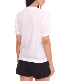 Poloshirts & Blusen*AjC 2er Pack Blusen luftige Damen Hemd-Blusen in zwei Farben mit Knopfleiste Blau/Weiß