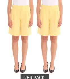 Shorts & Bermudas*AjC 2er Pack Damen Anzug-Shorts elegante kurze Hose im Sparpack Mode-Bermuda Wide Leg 49801848 Gelb
