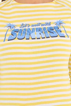 Sweater & Pullover*AjC 2er Pack Damen Shirt gestreiftes Langarm-Shirt Baumwolle mit Sunrise-Front-Print Sparpack 67426709 Gelb/Weiß/Blau