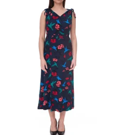 Kleider*AjC 2er Pack Damen Sommer-Kleid Maxi-Kleid mit floralem Allover-Print und schlichtes Mini-Kleid 25760756 Schwarz/Blau