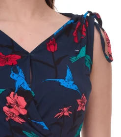 Kleider*AjC 2er Pack Damen Sommer-Kleid Maxi-Kleid mit floralem Allover-Print und schlichtes Mini-Kleid 25760756 Schwarz/Blau