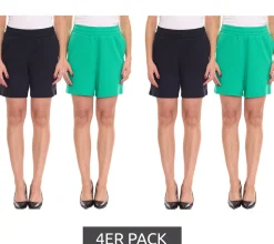 Shorts & Bermudas*AjC 4er Pack Damen Sommer-Shorts kurze Hose Mode-Bermuda 37358347 Grün/Schwarz