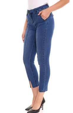 Hosen & Jeans*AjC 2er Pack Jeans Damen Slim-Fit Hose in knöchellänge High-Waist Hose mit Schlitz 73958310 Blau