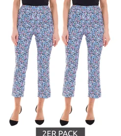 Hosen & Jeans*Aniston 2er Pack CASUAL Damen 7/8-Hose lässige Sommer-Hose mit Blümchen-Muster Sparpack 17521410 Blau