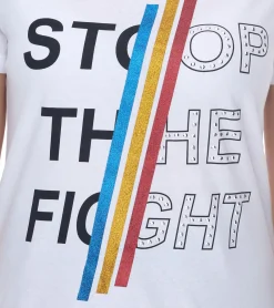 Tops & T-Shirts*Aniston 2er Pack CASUAL Kurzarm-Shirt Damen Baumwoll-T-Shirt mit STOP THE FIGHT Schriftzug 2281 4642 Weiß