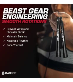 Sportausrüstung|Freizeitsport*BEASTGEAR 2er Pack Springseil 2,8m Speed-Fitness-Springseil aus Stahl leicht und verstellbar Trainingsgerät Boxen MMA HIIT-Workout Schwarz