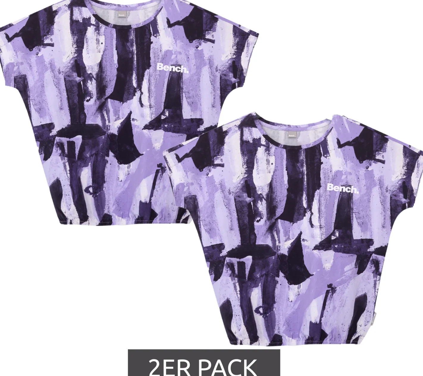 T-Shirts & Tank Tops*Bench. 2er Pack Mädchen Baumwoll-Shirt Kurzarm-Shirt mit Allover-Print 65280936 Lila