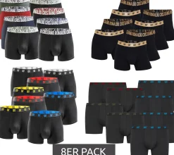 Unterwäsche|Boxershorts*CR7 CRISTIANO RONALDO 8er Pack Basic Trunk Herren Boxershorts atmungsaktive Baumwoll-Unterhose Unterwäsche 300-8109-49 Schwarz/Rot/Grün/Navy/Gold Schwarz/Schriftzug