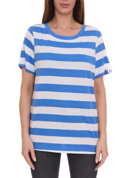 Tops & T-Shirts*DELMAO 3er Pack Damen T-Shirt gestreiftes Rundhals-Shirt 63058126 Blau/Weiß