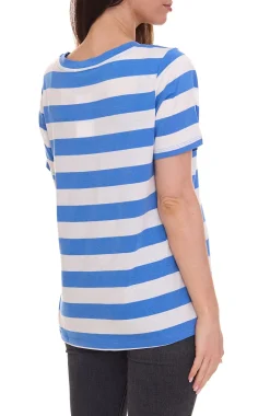 Tops & T-Shirts*DELMAO 3er Pack Damen T-Shirt gestreiftes Rundhals-Shirt 63058126 Blau/Weiß