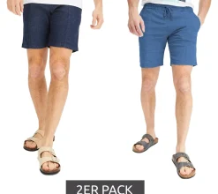 Große Größen|Shorts & Bermudas*O46bpx 2er Pack Herren Jeans-Shorts Denim-Hosen Baumwoll-Hose kurze Hose Sommer-Hose 922711 Blau/Dunkelblau