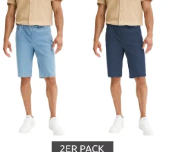 Große Größen|Shorts & Bermudas*O46bpx 2er Pack Herren Shorts kurze Denim-Hose im 5-Pocket Style Jeans-Hose Regular-Fit 941019 Blau/Dunkelblau