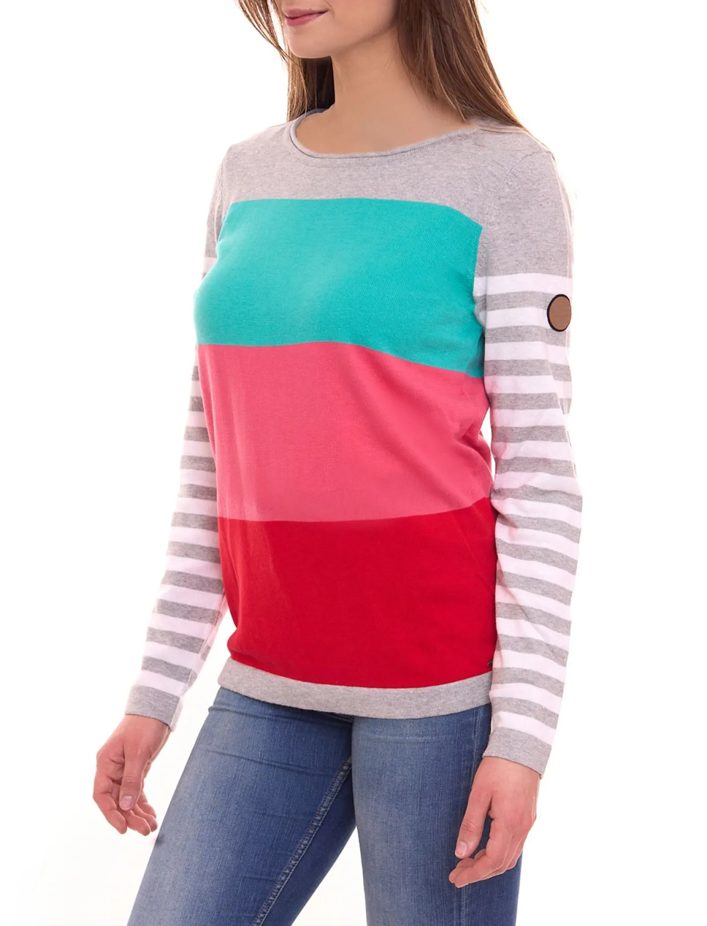 Sweater & Pullover*KangaROOS 2er Pack Damen Pullover Color-Blocking Baumwoll-Shirt 59680160 Grau/Türkis/Rosa