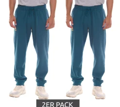 Jogginghosen & Fitnessmode*Kappa 2er Pack Dragonfly Herren Jogging-Hose bequeme Sweat-Hose mit Logo-Print und elastischem Ripp-Beinabschluss 710662 Petrolblau