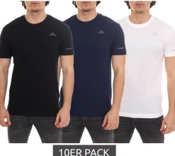 T-Shirts & Tank Tops*Kappa 10er Pack Herren Baumwoll-Shirt Rundhals-Shirt mit kleinem Logo-Patch Kurzarm-Shirt T-Shirt Sparpack 711169 , Blau oder Schwarz Weiß