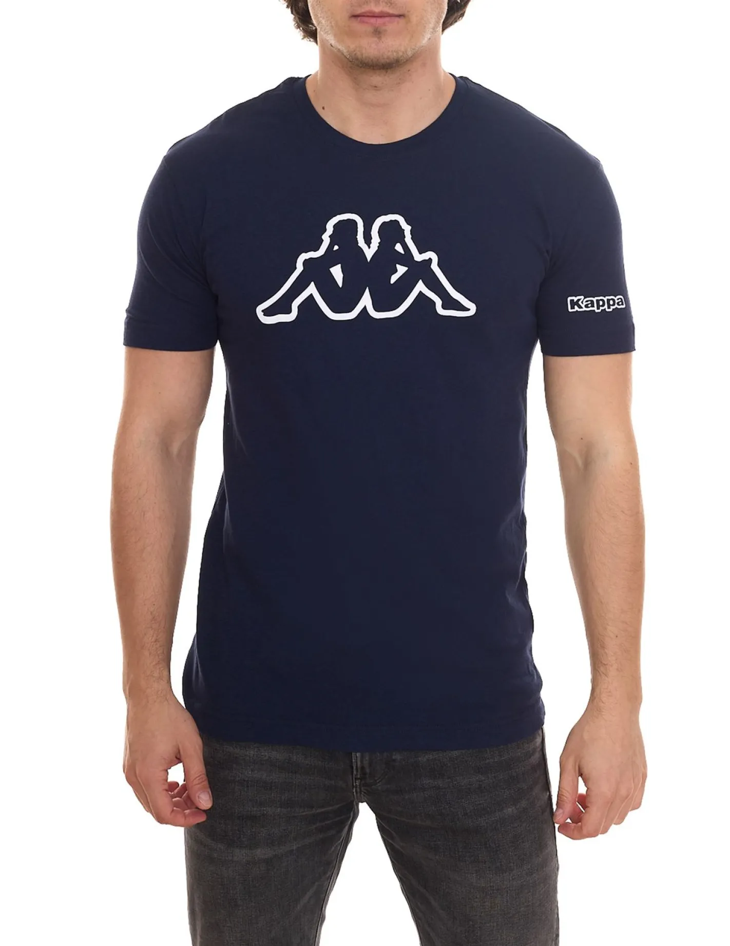 T-Shirts & Tank Tops*Kappa 8er Pack Herren Baumwoll-Shirt Rundhals-Shirt mit großem Logo-Patch Kurzarm-Shirt Blau, Schwarz oder Weiß