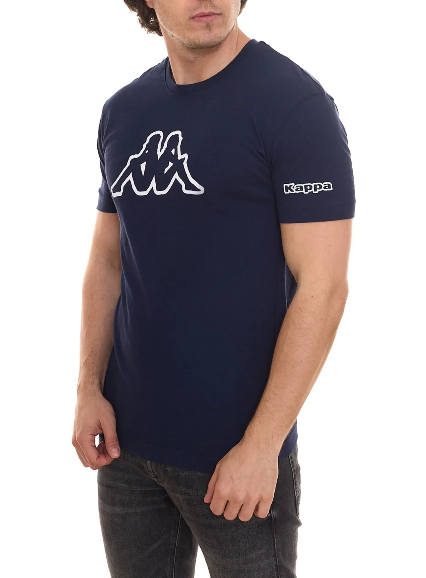 T-Shirts & Tank Tops*Kappa 8er Pack Herren Baumwoll-Shirt Rundhals-Shirt mit großem Logo-Patch Kurzarm-Shirt Blau, Schwarz oder Weiß