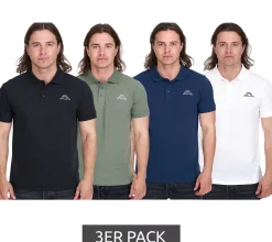 Hemden & Poloshirts*Kappa 3er Pack Herren Baumwoll-Polo mit kleiner Stickerei Polo-Hemd Polo-Shirt Kurzarm-Shirt Pique-Strick Sparpack 303173NC Weiß, Schwarz, Dunkelblau oder Grün