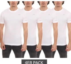 T-Shirts & Tank Tops*Kappa 4er Pack Herren Baumwoll-Shirt Rundhals-Shirt mit kleinem Logo-Patch Kurzarm-Shirt 711169 A1C Weiß