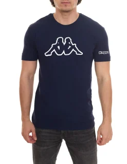 T-Shirts & Tank Tops*Kappa 6er Pack Herren Baumwoll-Shirt Rundhals-Shirt mit großem Logo-Patch Kurzarm-Shirt Blau, Schwarz oder Weiß