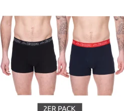 Unterwäsche|Boxershorts*Kappa 2er Pack Herren Boxershorts mit Marken Schriftzug und Logo Unterhose 351L1JW ADL Schwarz/Blau/Rot