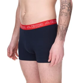 Unterwäsche|Boxershorts*Kappa 2er Pack Herren Boxershorts mit Marken Schriftzug und Logo Unterhose 351L1JW ADL Schwarz/Blau/Rot