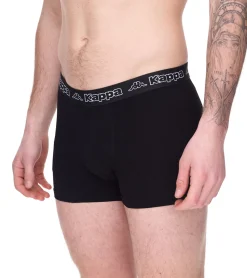 Unterwäsche|Boxershorts*Kappa 2er Pack Herren Boxershorts mit Marken Schriftzug und Logo Unterhose 351K1JW A80 Schwarz/Hellgrau