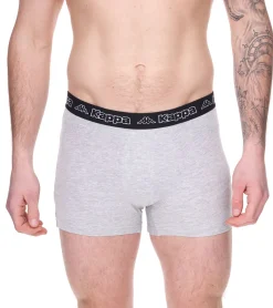 Unterwäsche|Boxershorts*Kappa 2er Pack Herren Boxershorts mit Marken Schriftzug und Logo Unterhose 351K1JW A80 Schwarz/Hellgrau