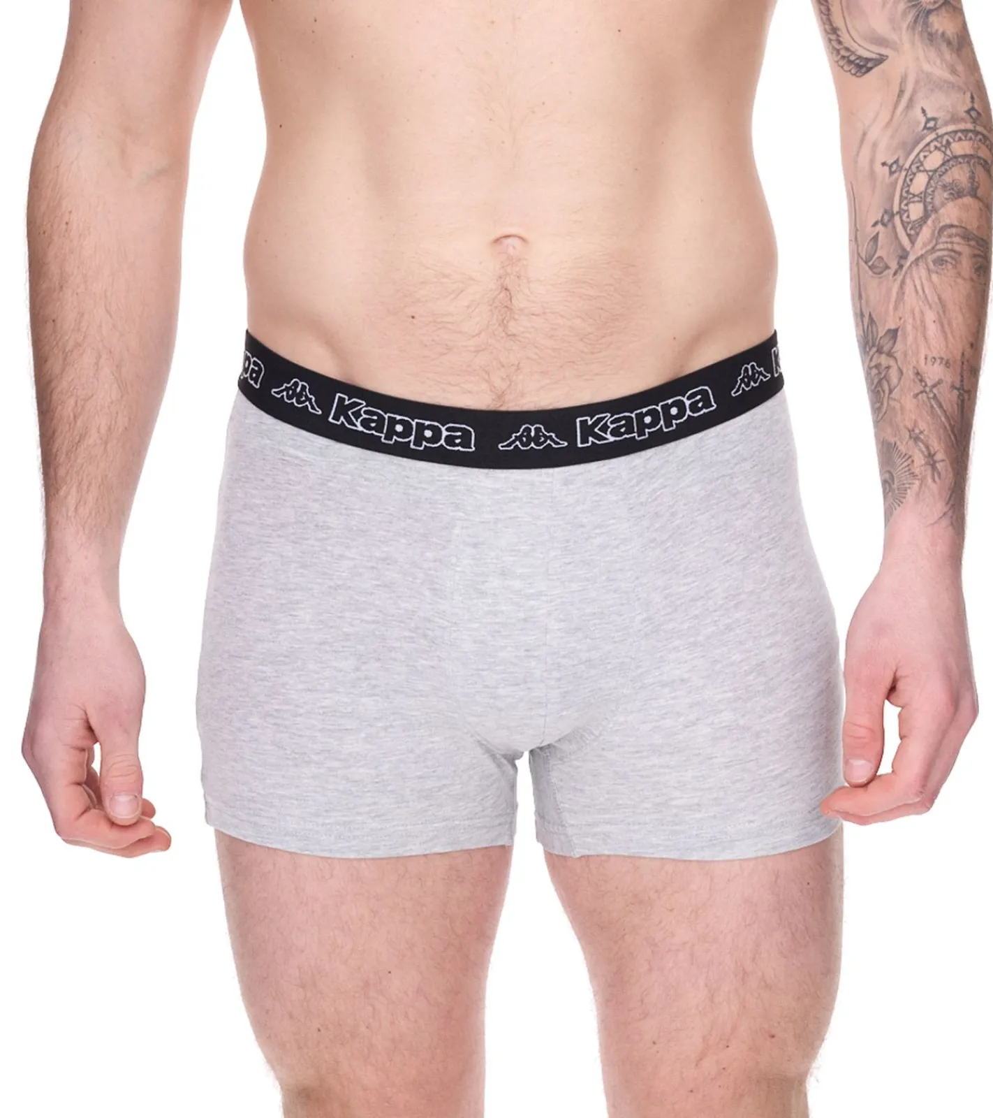 Unterwäsche|Boxershorts*Kappa 2er Pack Herren Boxershorts mit Marken Schriftzug und Logo Unterhose 351K1JW A80 Schwarz/Hellgrau