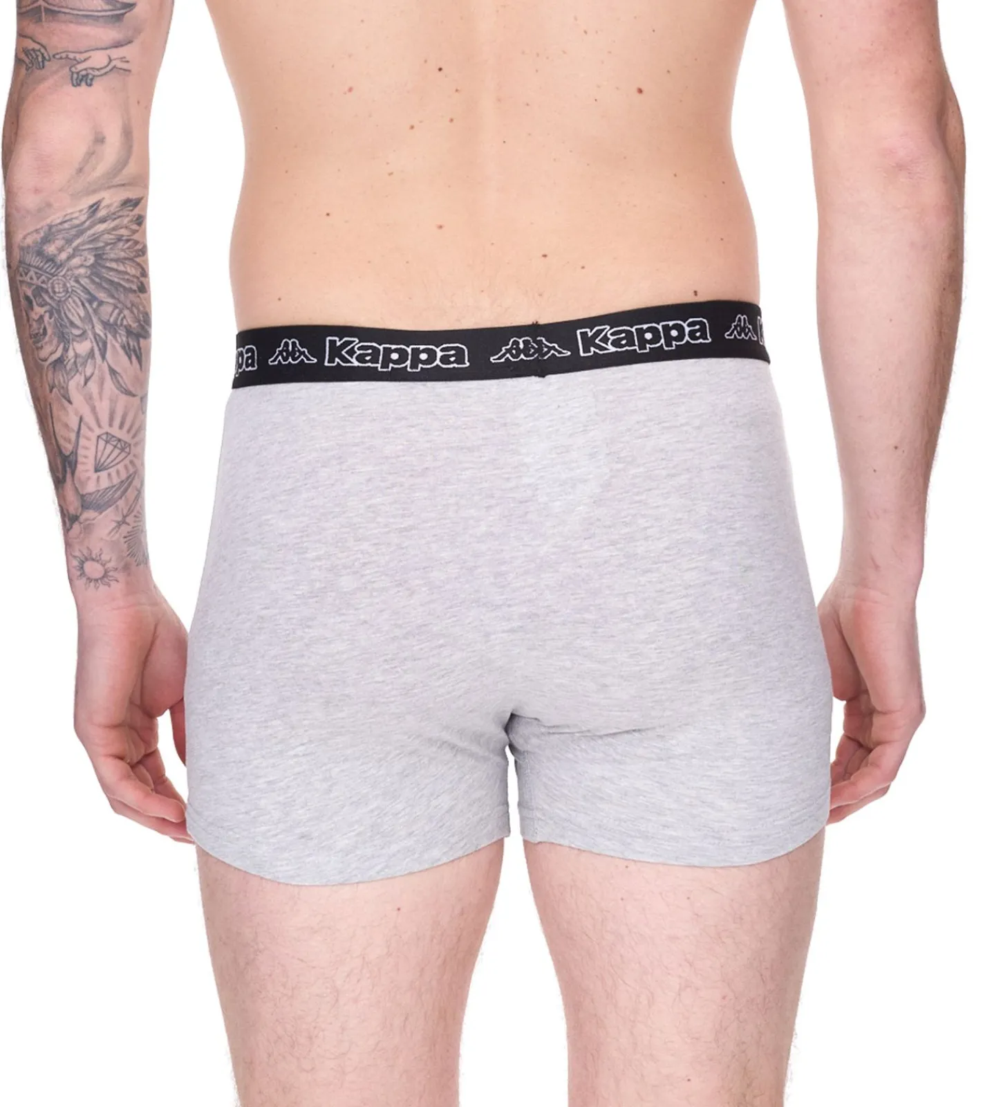 Unterwäsche|Boxershorts*Kappa 2er Pack Herren Boxershorts mit Marken Schriftzug und Logo Unterhose 351K1JW A80 Schwarz/Hellgrau