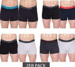 Unterwäsche|Boxershorts*Kappa 2er Pack Herren Boxershorts mit Marken Schriftzug und Logo Unterhose in verschiedenen Farben wie Schwarz, Grau, Anthrazit und Blau