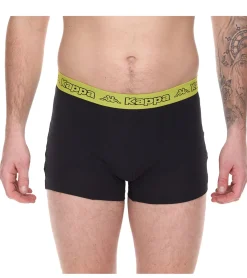 Unterwäsche|Boxershorts*Kappa 2er Pack Herren Boxershorts mit Marken Schriftzug und Logo Unterhose 351K1JW ADO Schwarz/Lime