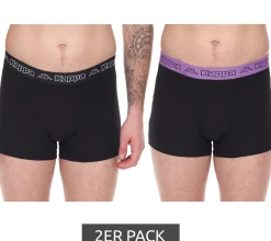 Unterwäsche|Boxershorts*Kappa 2er Pack Herren Boxershorts mit Marken Schriftzug und Logo Unterhose 351K1JW ADM Schwarz/Violett