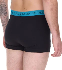Unterwäsche|Boxershorts*Kappa 2er Pack Herren Boxershorts mit Marken Schriftzug und Logo Unterhose 351K1JW ADN Schwarz/Blau