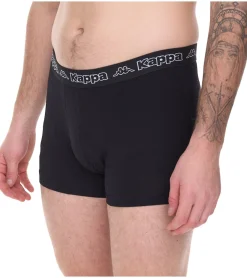 Unterwäsche|Boxershorts*Kappa 2er Pack Herren Boxershorts mit Marken Schriftzug und Logo Unterhose 351K1JW ADN Schwarz/Blau