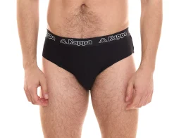Unterwäsche|Boxershorts*Kappa 5er Pack Herren Slip mit Baumwoll-Stretch Unterwäsche mit Logobund Unterhose 711167 Schwarz, Blau oder Grau