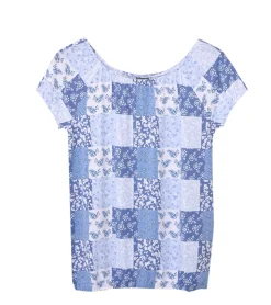 T-Shirts & Tank Tops*KIDSWORLD 2er Pack Mädchen Sommer-Shirt Kurzarm-Shirt mit Allover-Print Rundhals-Shirt 66924407 Blau/Weiß