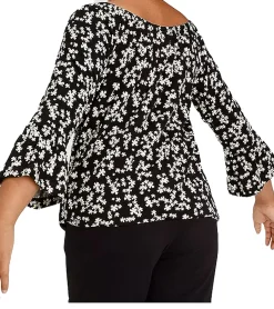 T-Shirts & Tank Tops*KIDSWORLD 2er Pack Mädchen Sommer-Shirt mit Trompetenärmeln und Allover Blumen-Print Sparpack Rundhals-Shirt 94928611 Schwarz