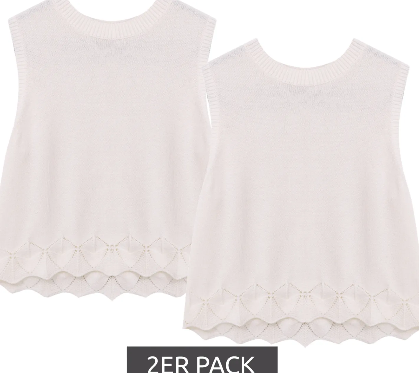 T-Shirts & Tank Tops*O46bpx 2er Pack Kinder schlichtes Mädchen Sommer-Top Baumwoll-Shirt Strick-Top Rundhals-Shirt 915913 Weiß